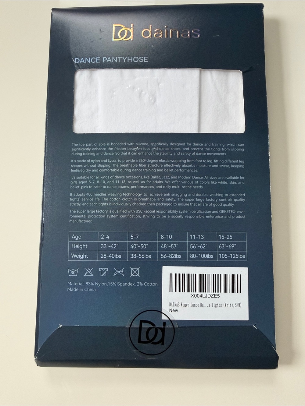 White Dance Tights with Anti-Slip Sole - Picture 3 of 6